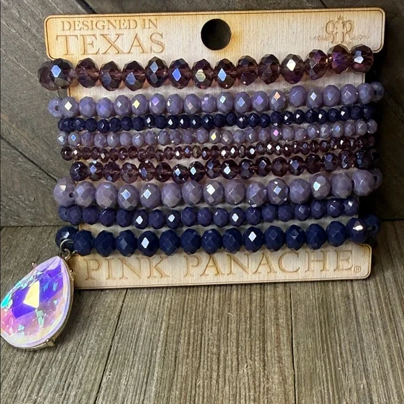 Pink Panache Purple Beaded Stack Bracelet Set - Picture 6 of 6